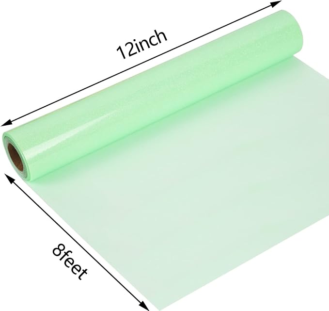 guangyintong Glow Glitter Light Green Heat Transfer Vinyl HTV Rolls, Glitter - Image 7