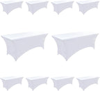 10-Pack 8ft White Spandex Table Covers by Unknown