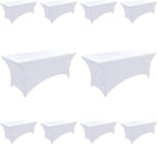 10-Pack 4ft White Spandex Table Covers by Unknown