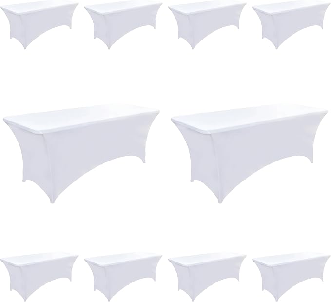 10-Pack 6ft White Spandex Table Covers by Unknown