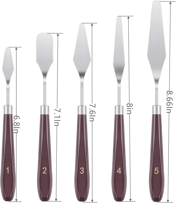 FUPUALL 5 Pieces Painting Knives Stainless Steel Spatula Palette Knife Oil - Image 2