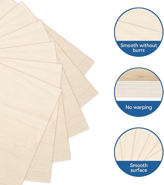 32Pack Basswood Sheets for Craft, 12×12×1/8 Inches Thick Plywood Sheet - Image 3