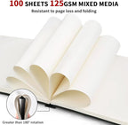 E-WEICHEN Mixed Media Sketch Pad, 8 x 8 inches 125 GSM Sketchbook - Image 5