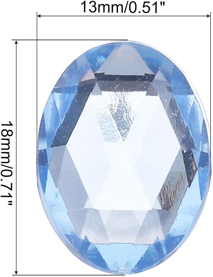MECCANIXITY 50Pcs Acrylic Oval Gems 13x18 mm Flat Back Artificial Rhinestones - Image 2