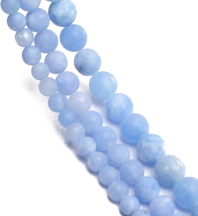 48pcs Natural Matte Light Blue Gemstone Beads，8mm Frosted Round Loose Stone - Image 5