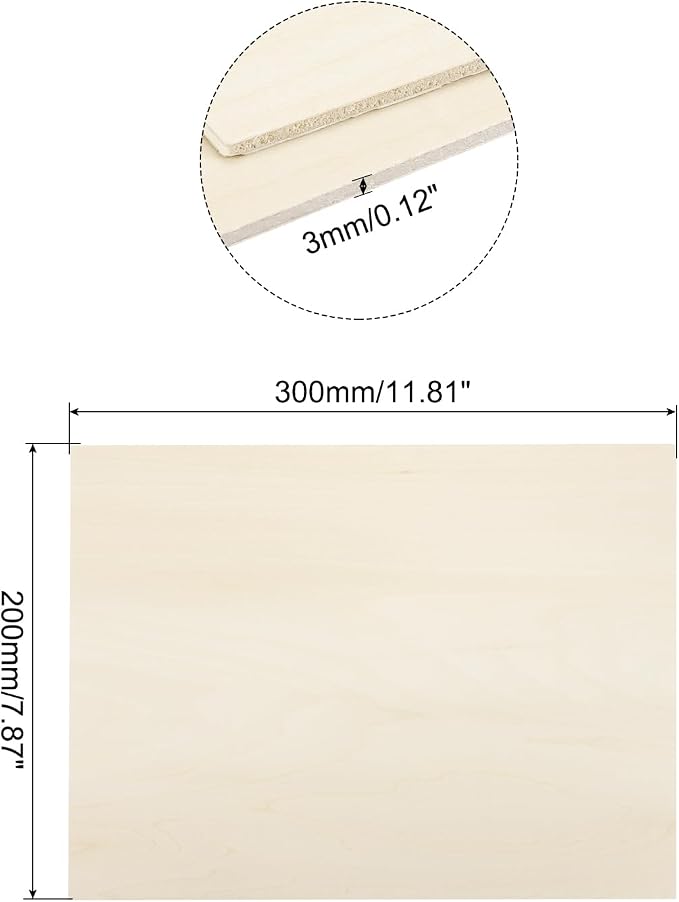 MECCANIXITY 3pcs Basswood Sheets 7.9 x 12 x 1/8 Inch Unfinished Wood Boards - Image 2