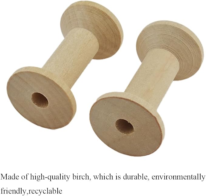 HAHIYO 2.36Inch/6cm 4PCs Natural Wood Unfinished Wooden Empty Thread Spool - Image 4