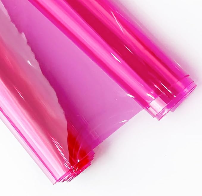 HYANG DeepPink Transparent PVC Super Clear Holographic Vinyl Faux Leather - Image 6