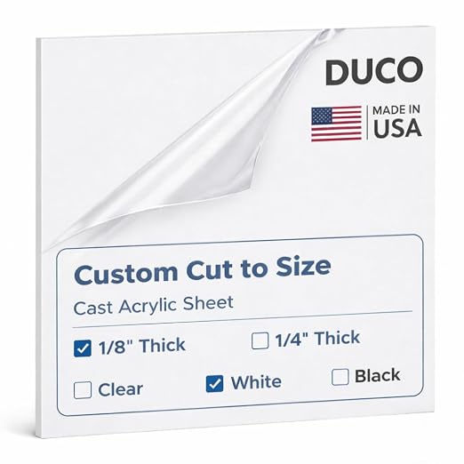 Duco White Cast Custom Size Acrylic Sheets 1/8" Thick by DucoPlasticsSupply