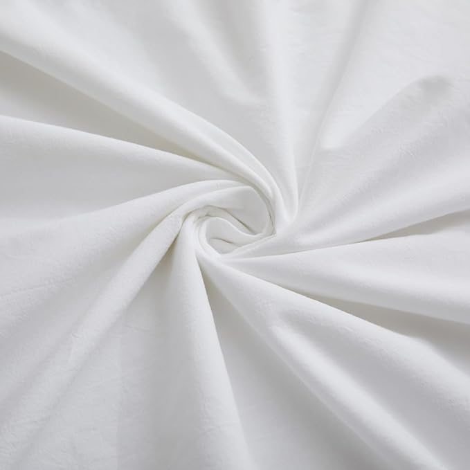 LOVQUE 100% Washed Cotton Duvet Cover King Size, Linen-Like Textured White - Image 6