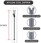 Dark Grey 36" Nylon Coil Zipper Non-Separating Closed End – Replacement Zipper - Image 2