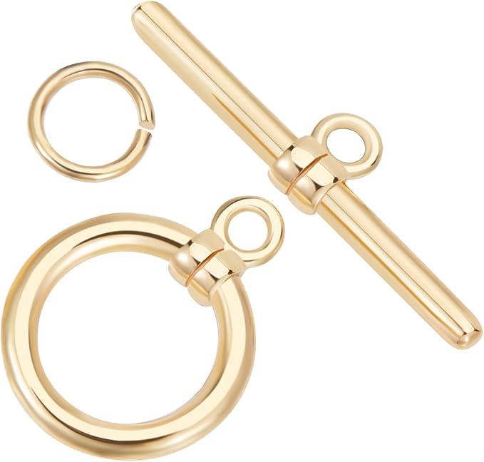 Beebeecraft 1 Box 10Pcs T-bar Closure Connectors 18K Gold Plated Smooth Ring by Beebeecraft