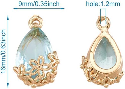 FASHEWELRY 50Pcs Faceted Transparent Glass Teardrop Pendants Crystal Glass - Image 3