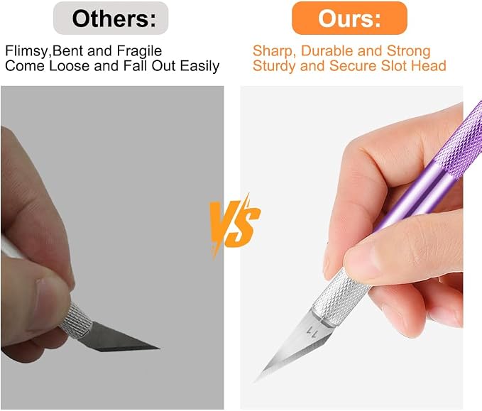 3PCS Craft Knife Hobby Knife Includes 30PCS Spare Exacto Knife Blades #11 and A - Image 3