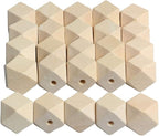 20mm Wooden Beads Geometric Shape, Smooth Loose Beads Unfinished Spacer Beading by woodeni