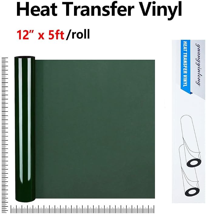 guangyintong Dark Green Heat Transfer Vinyl HTV Rolls, Glossy Surface HTV Vinyl - Image 2