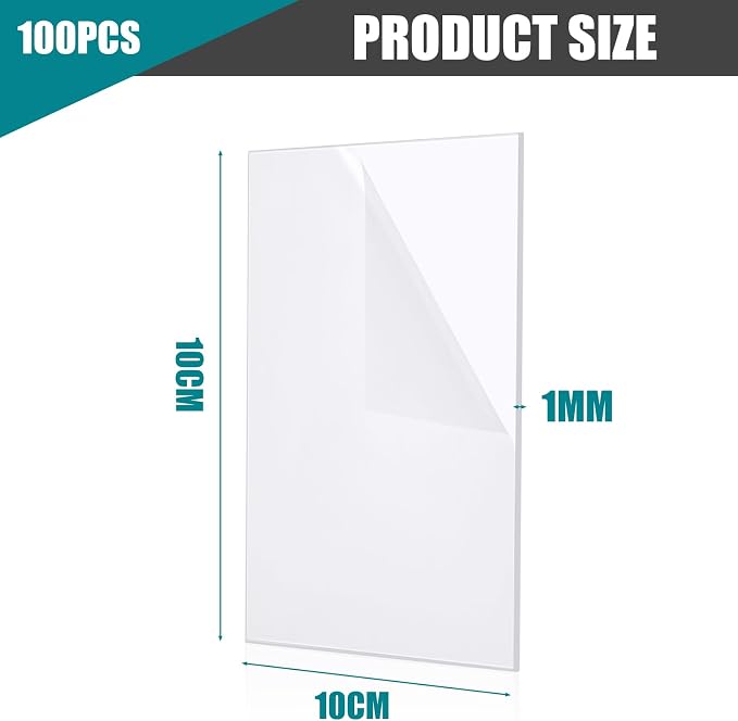 Pangda 100 Pcs 4'' x 4'' Clear Acrylic Sheets Squares Acetate Sheets - Image 2