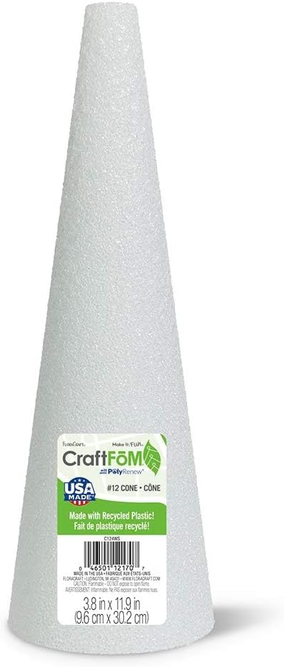 FloraCraft CraftFōM Cone 3.8 Inch x 11.9 Inch White by FloraCraft