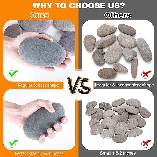 River Rocks for Painting 10 Pcs Extra Large 4.7-6.3 Inch Flat Smooth Painting - Image 3