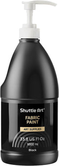 Shuttle Art Black Fabric Paint, 33.8 oz Large Bottle by ShuttleArt