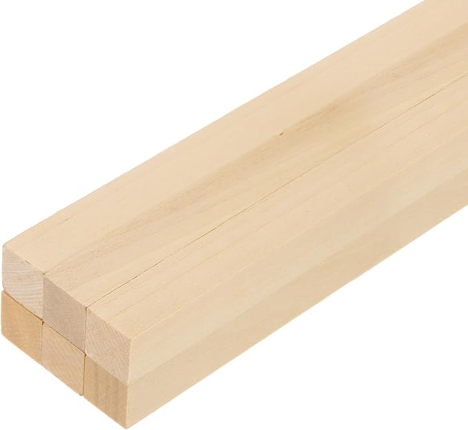 MECCANIXITY 6Pcs Basswood Sticks, 5/32" x 5/32" x 4" Square Wooden Dowel Rods by MECCANIXITY