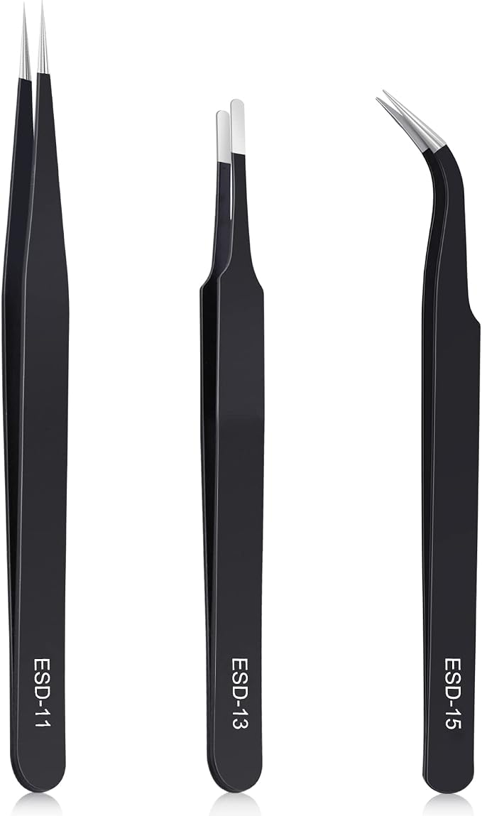 kaverme 3PCS Precision Tweezers Set, Upgraded Anti-Static Stainless Steel of by Unknown