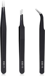 kaverme 3PCS Precision Tweezers Set, Upgraded Anti-Static Stainless Steel of by Unknown