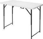 4ft Folding Table, Portable Fold-in-Half Adjustable Height Utility Table by OutdoorOasisFurniture