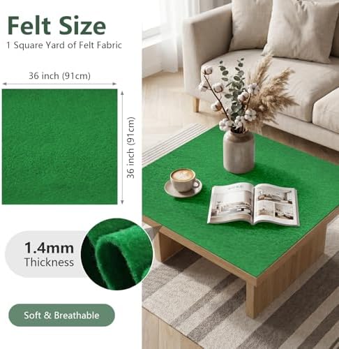 Pure Green Felt Fabric 36'' X 36'', 1.4mm Large Felt Sheets Soft Durable Crafts - Image 2