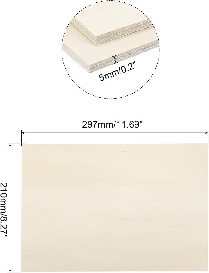 MECCANIXITY 3pcs Basswood Sheets 8 x 11.7 x 3/16 Inch Unfinished Wood Boards - Image 2