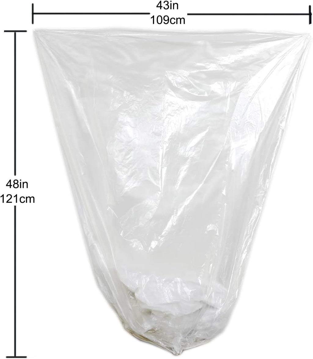 TYPLASTICS 45-48 Gallon Clear Trash Can Liners - 43" x 48" - High Density Garbage Bags - 200 Pack - Multipurpose for Office, Yard, Recycling, Industrial and Commercial