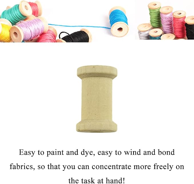HAHIYO 1Inch 50PCs Natural Wood Spool Unfinished Wooden Empty Thread Spool - Image 5
