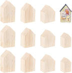 OLYCRAFT 12Pcs 4Sizes Unfinished Wood House Shaped Blocks Arrow Shape Wooden by OLYCRAFT