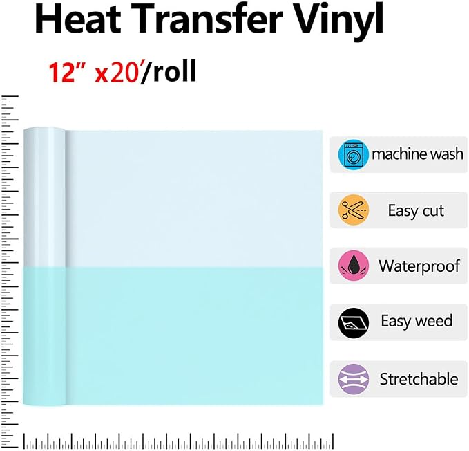 HTVVETUR Glow in The Dark HTV Heat Transfer Vinyl Roll 12 Inch by 20 Feet Iron - Image 2