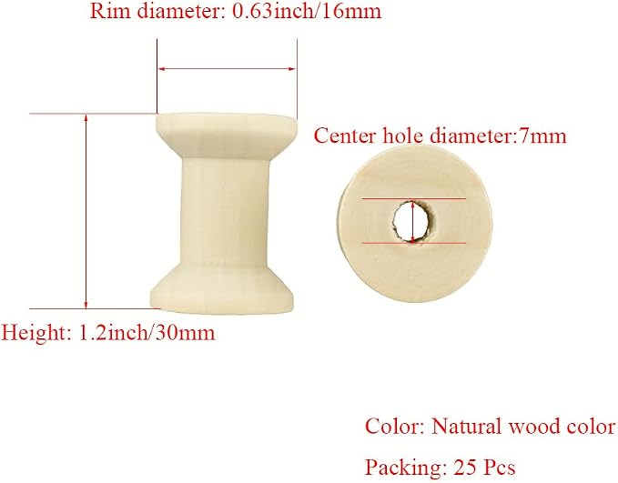 HAHIYO 1.2Inch/3cm 25PCs Natural Wood Spool Unfinished Wooden Thread Spool - Image 2