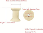 HAHIYO 1.2Inch/3cm 25PCs Natural Wood Spool Unfinished Wooden Thread Spool - Image 2