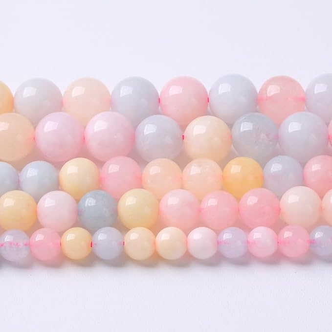 36pcs 10mm Natural Stone Morganite Beads Round Loose Beads by NaturalStoneBeads