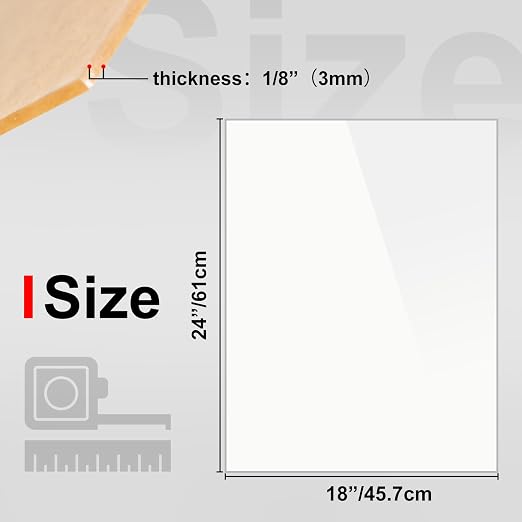 KINLINK 18x24 Plexiglass Sheets 1/8 inch Thick - 3mm White Cast Acrylic Sheet - Image 2