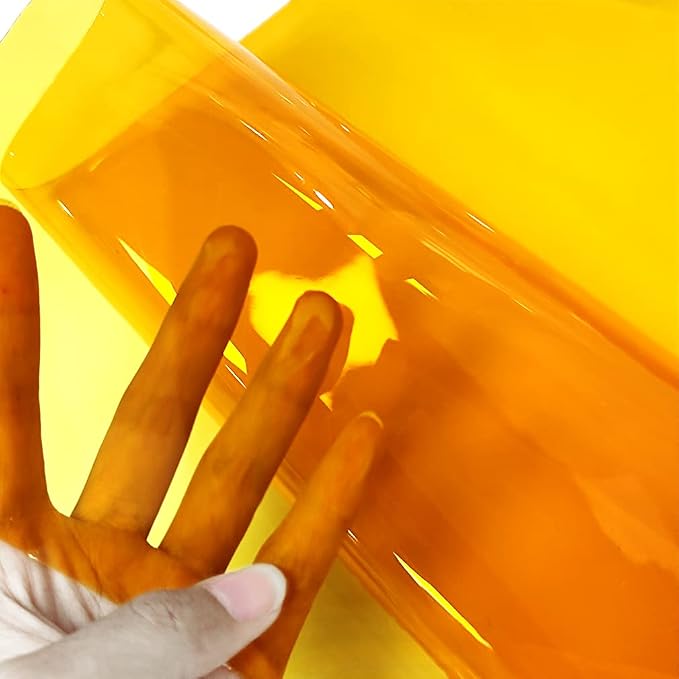 HYANG Dark Yellow Transparent PVC Super Clear Holographic Vinyl Faux Leather - Image 2
