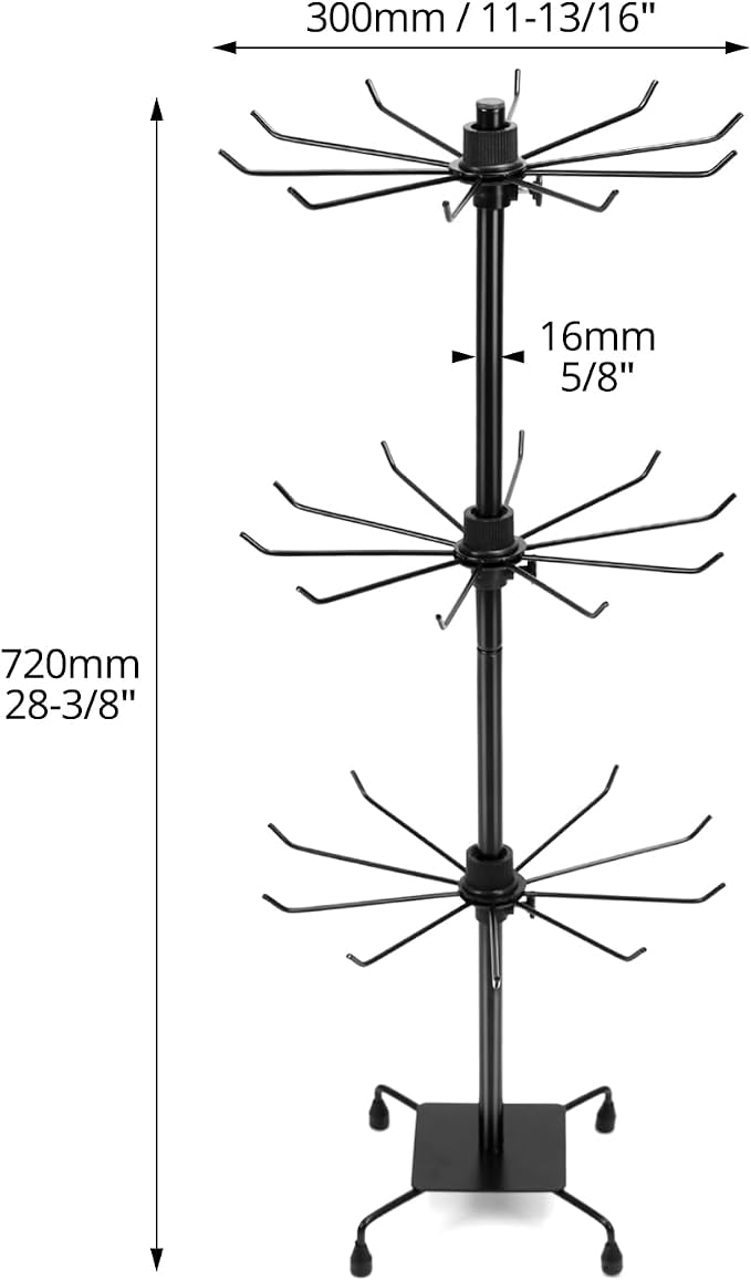 QWORK 3-Tier Rotating Metal Jewelry Display Stand – Adjustable Tabletop Holder - Image 3