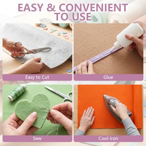 Lilac Felt Fabric 36'' X 36'', 1.4mm Large Felt Sheets Soft Durable Crafts Felt - Image 5