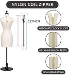 16 Inch Nylon Coil Zipper Natural Color, Non Separating Closed-End Sewing Zipper - Image 2