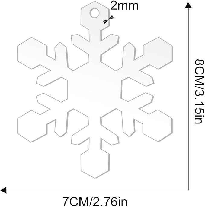 12 Pack Blank Snowflake Ornaments Christmas Hanging Ornaments Clear Acrylic - Image 3