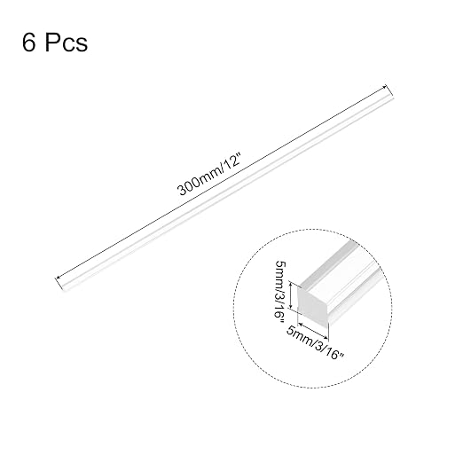 MECCANIXITY 6pcs Acrylic Square Rods 3/16" x 12" Clear Acrylic Dowel Rods - Image 2