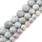 48pcs Natural Matte Cyan YuHua Gemstone Beads，8mm Frosted Round Loose Stone - Image 5