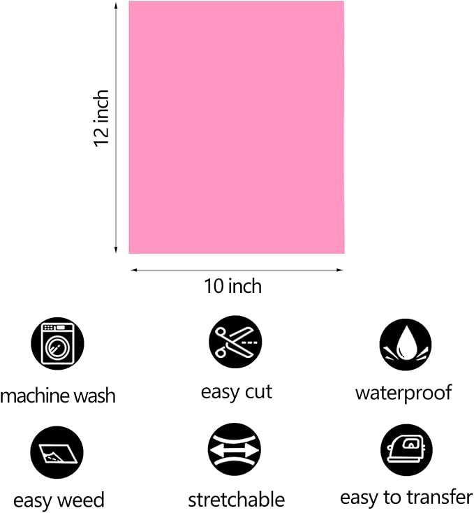 FUNKAKA Pink HTV Heat Transfer Vinyl Bundle, 10 Sheets Sticky HTV Vinyl - Image 2