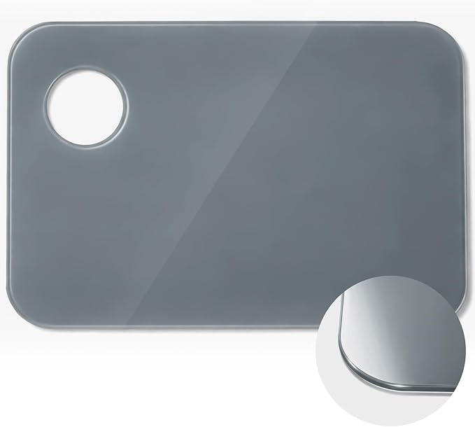Nuanchu 8 x 12 Inch Handy Rectangle Neutral Grey Tempered Glass Palette by Nuanchu