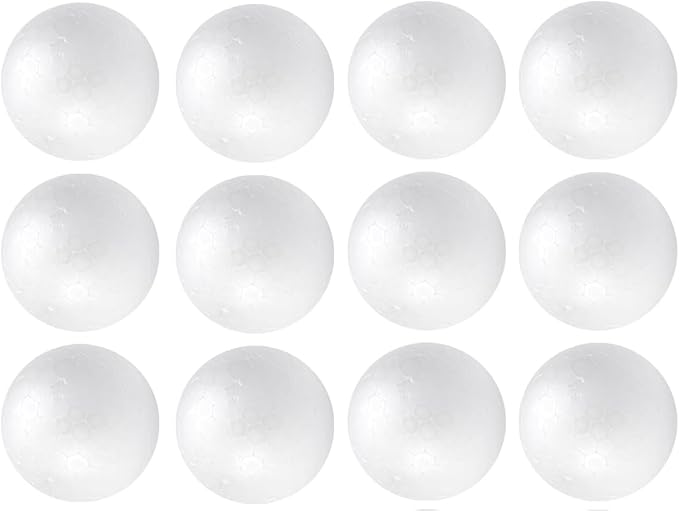 Crafjie Craft Foam Balls 2.75 Inches in Diameter 12-Pack, Smooth Polystyrenets by Crafjie