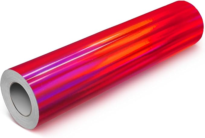 VViViD DECO65 Gloss Holographic Chrome Red Permanent Adhesive Craft Vinyl Roll by VVIVIDVINYL