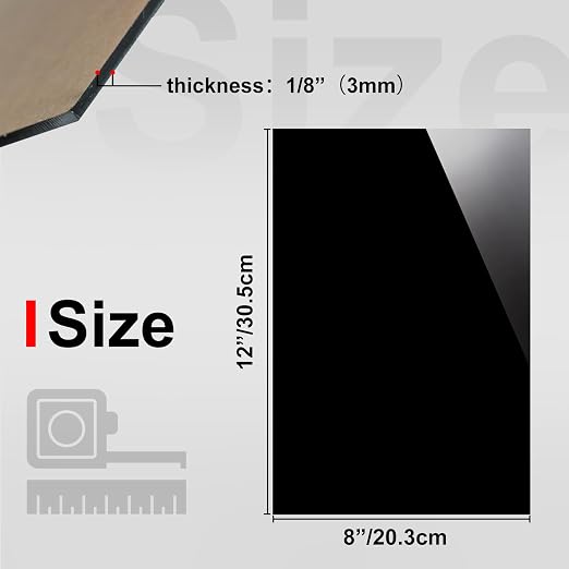 KINLINK 8x12 Plexiglass Sheets 1/8 inch Thick - 3mm Black Cast Acrylic Sheet - Image 2
